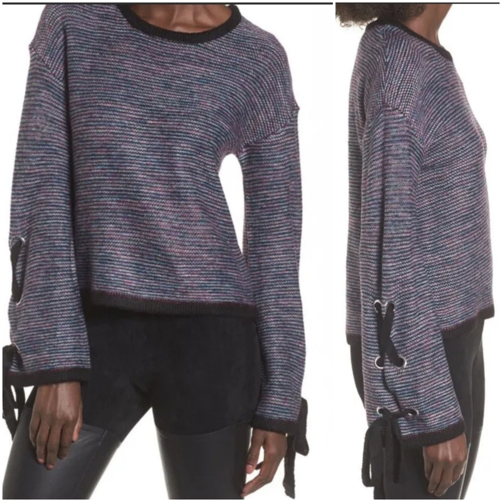 DEVLIN Mandy Grommet Sleeve Pullover Sweater Sz M Multicolor